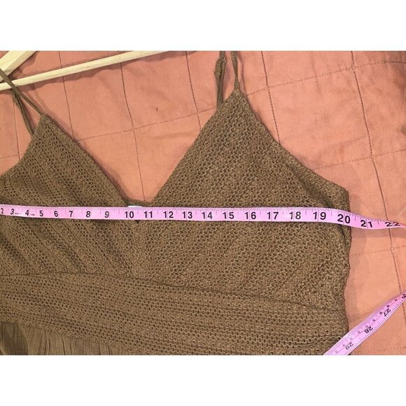 American Eagle Brown Ruffle Hemline Crochette  Mini Sundress Women's Size XXL - Picture 7 of 11